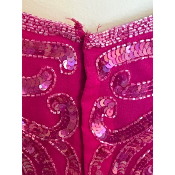 Vintage Carina Pink Silk Hand-Beaded Dress XL See Measurements Glam Hollywood - Picture 13 of 16
